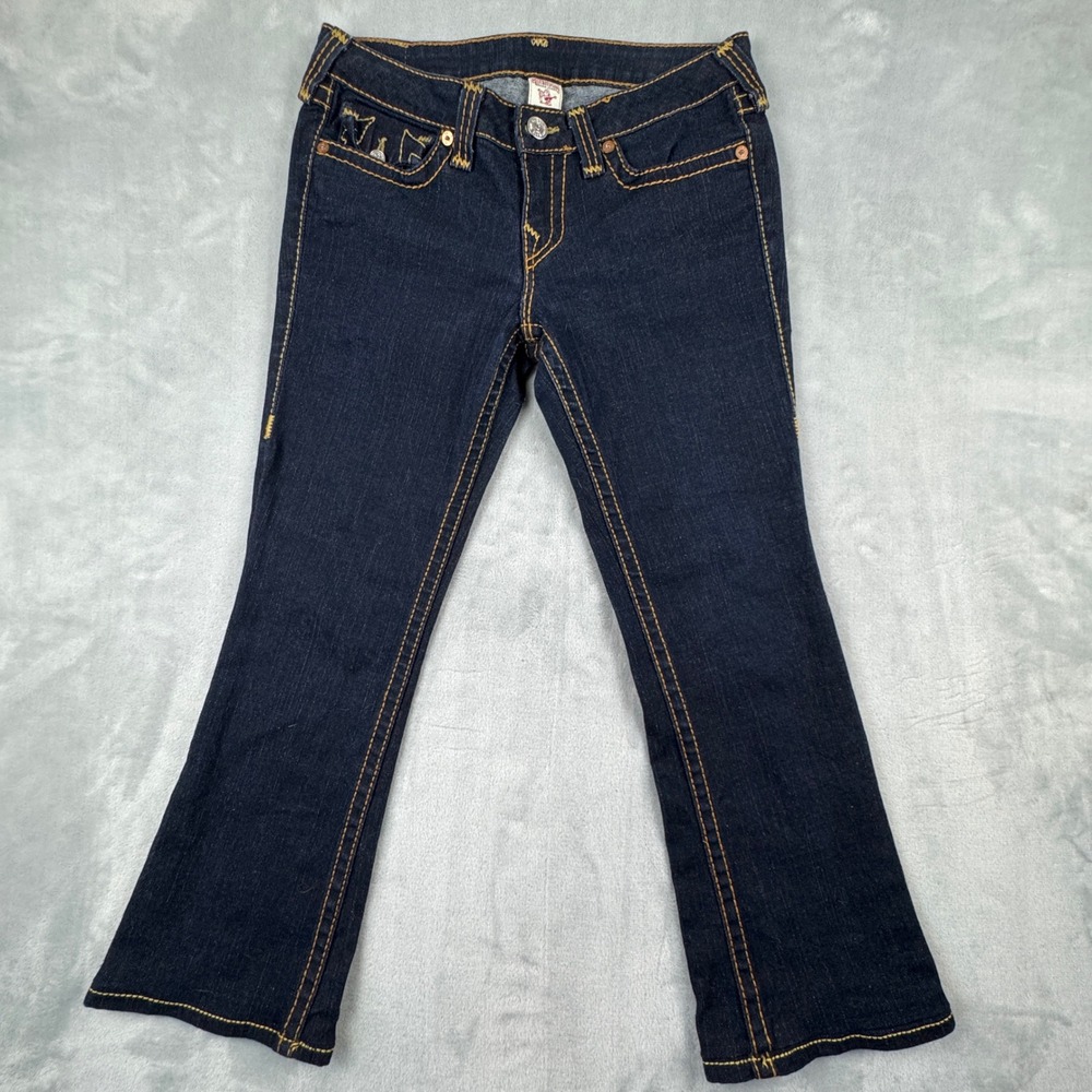 Authentic True Religion Becky Big T Womens Y2K Jeans Dark Wash Sz 30 Made in USA